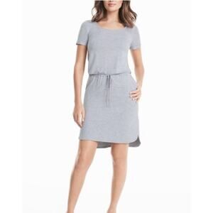 White House Black Market Drawstring Waist‎ Dress Cutout Back Gray Mini NWT S